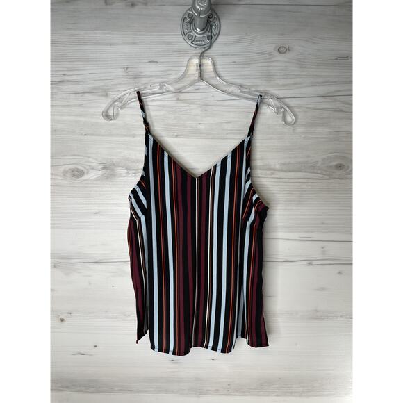 Halogen Cami Tank Top Womens Small Multicolor Striped Spaghetti Strap V Neck - Picture 1 of 8
